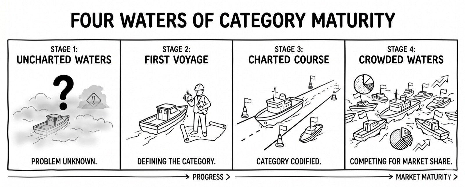 The Four Waters of category maturity